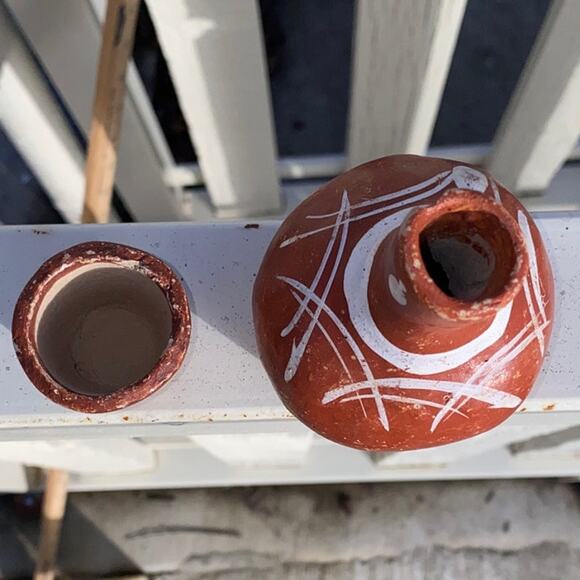 VINTAGE Lot Clay Pottery Native American Small Vase Pot Urn Terracotta Painted - Picture 7 of 12
